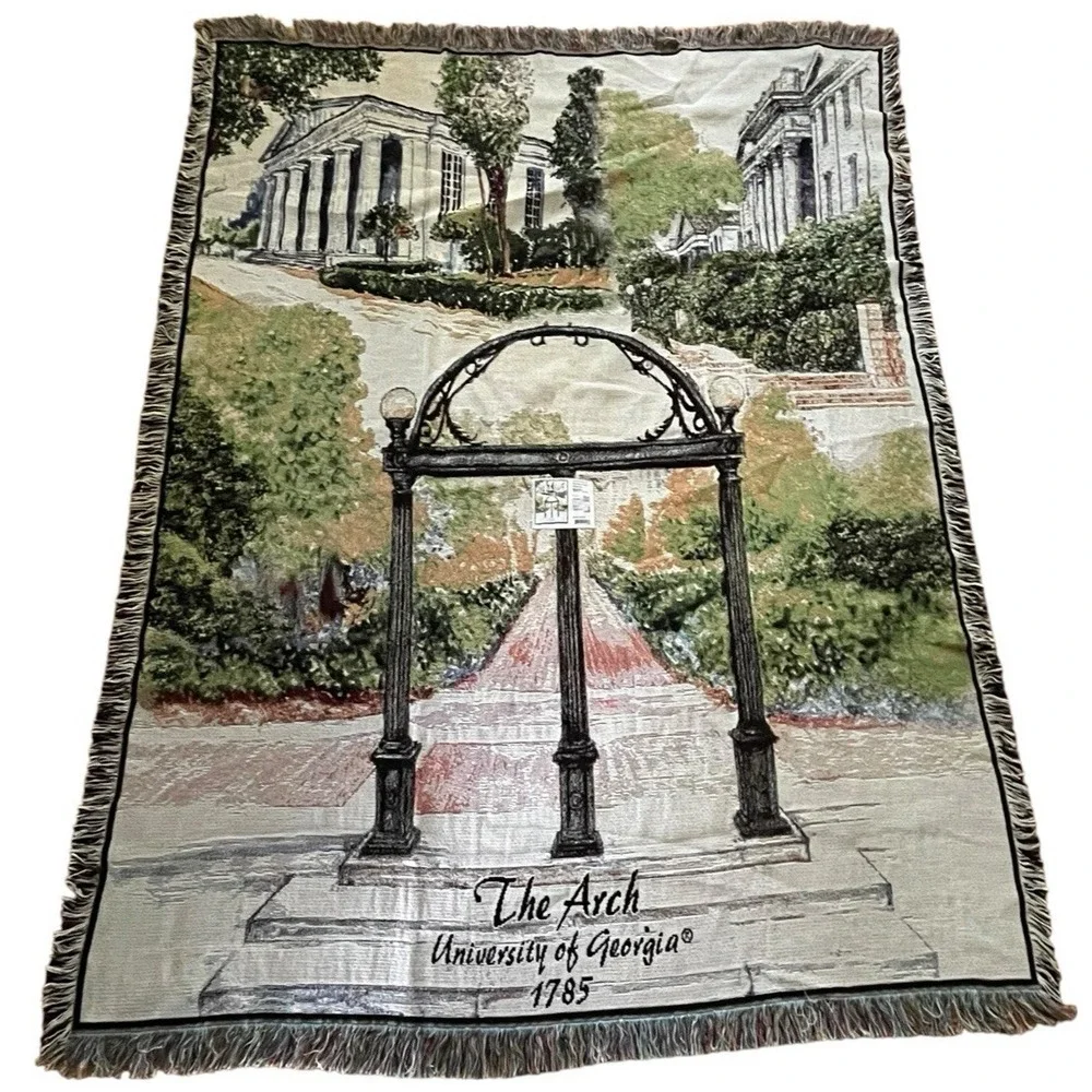 NWT University of Georgia The Arch Bulldogs Tapestry Stadium Blanket Throw 52x68